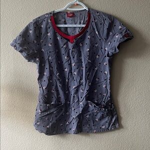 Dickies Gray and Red Polka bumblebee scrap top